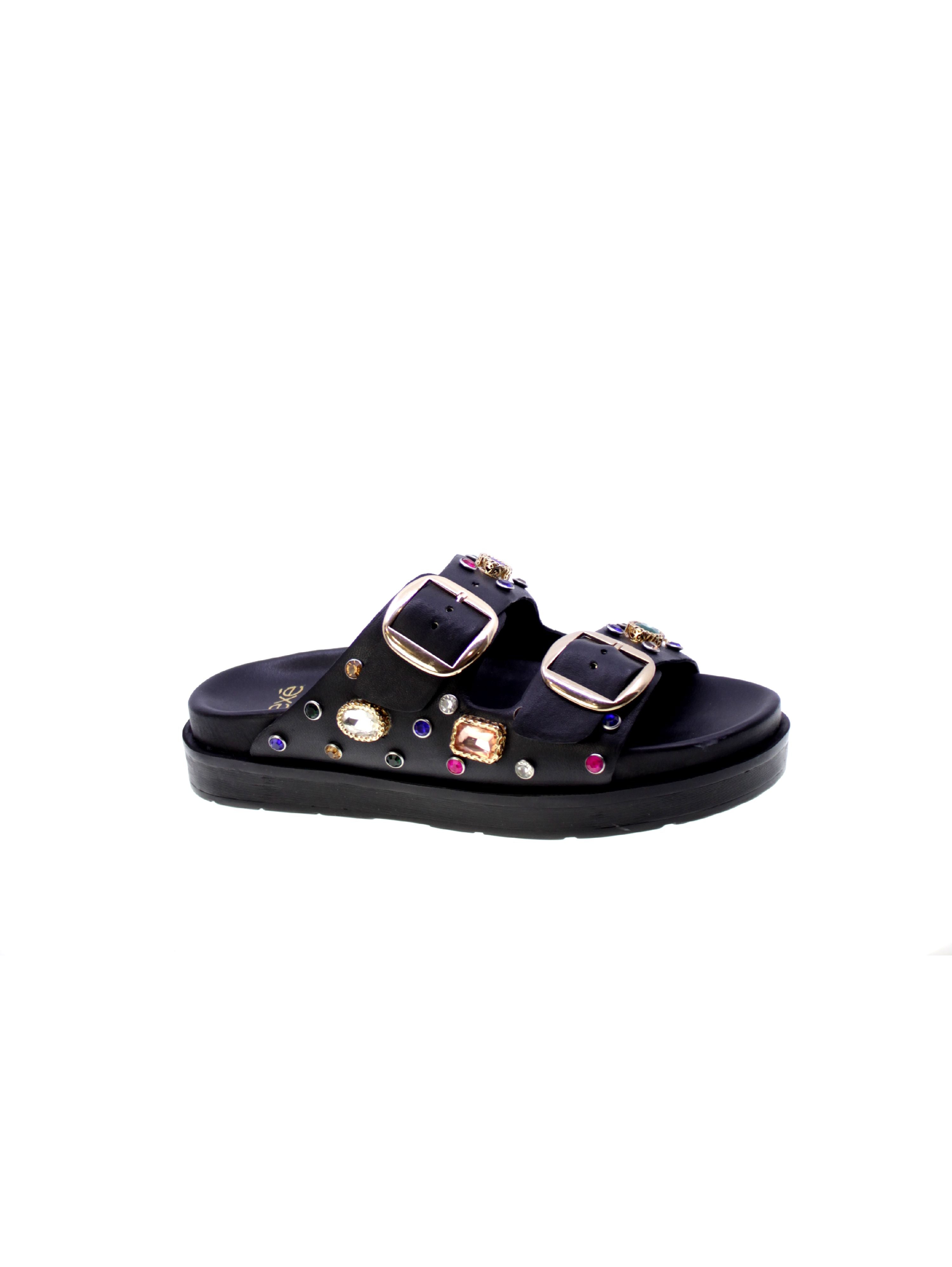 Exe Sandalo Mules Doppia Fascia Donna Nero Rs-2150