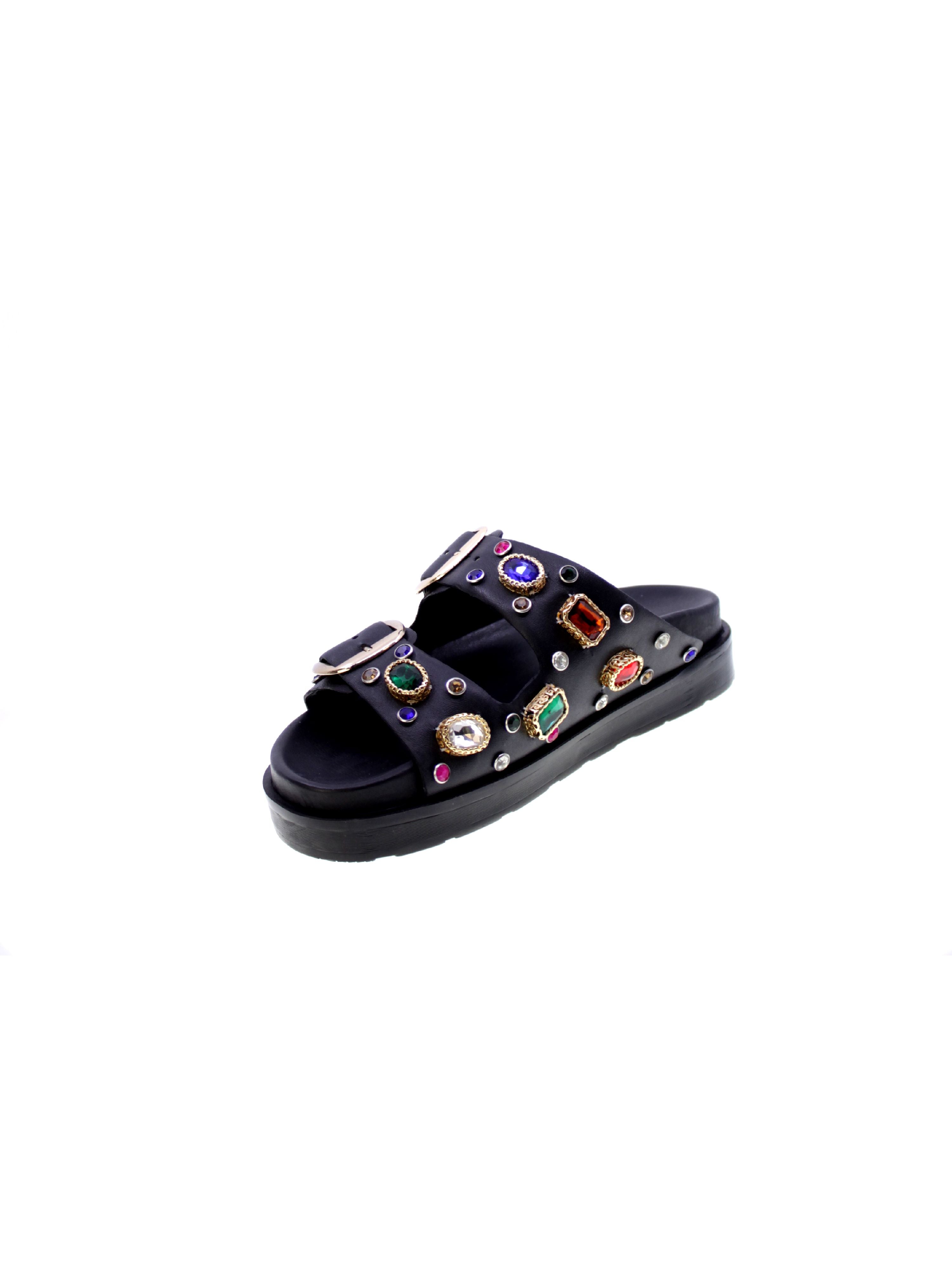 Exe Sandalo Mules Doppia Fascia Donna Nero Rs-2150