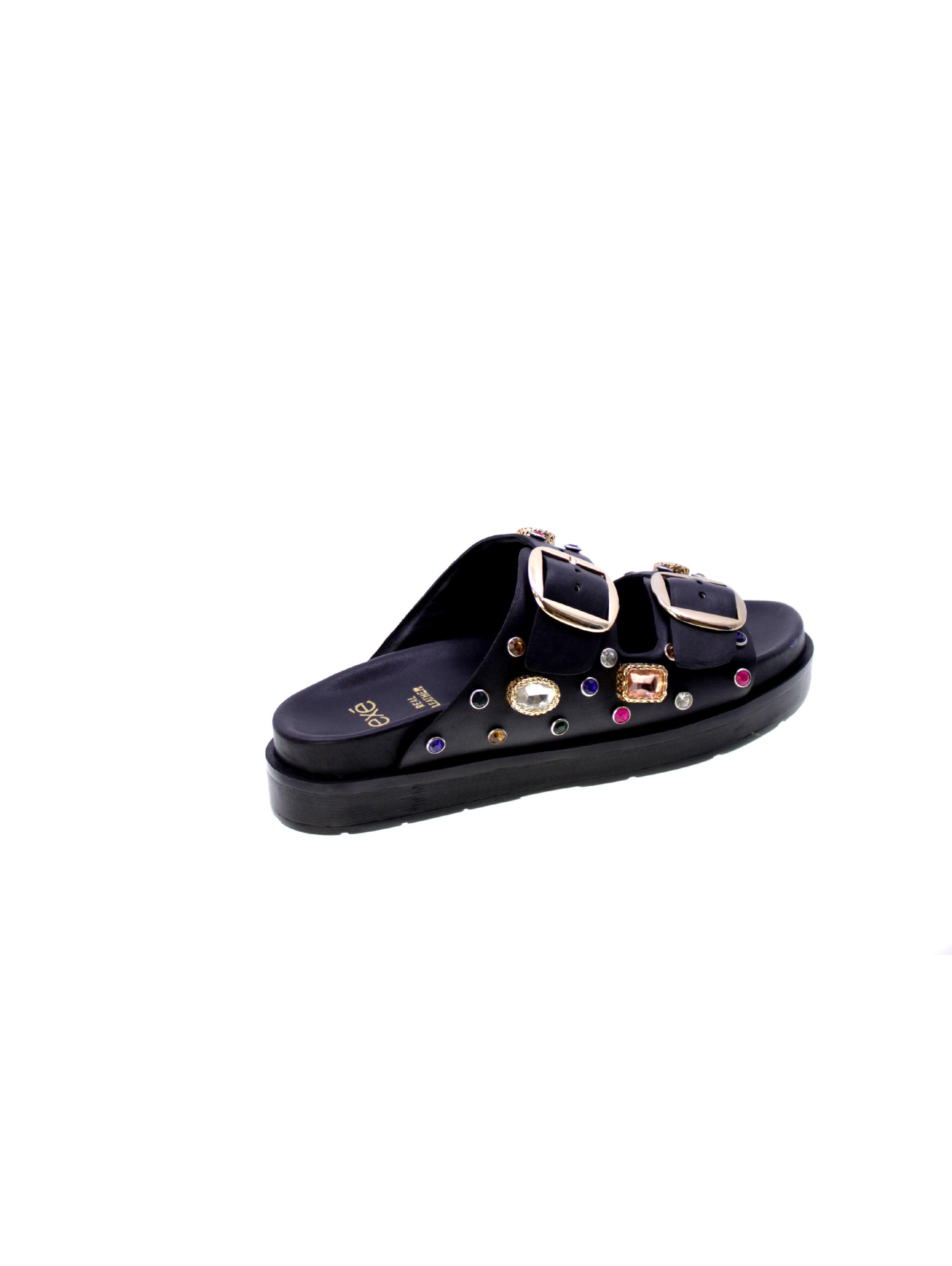 Exe Sandalo Mules Doppia Fascia Donna Nero Rs-2150