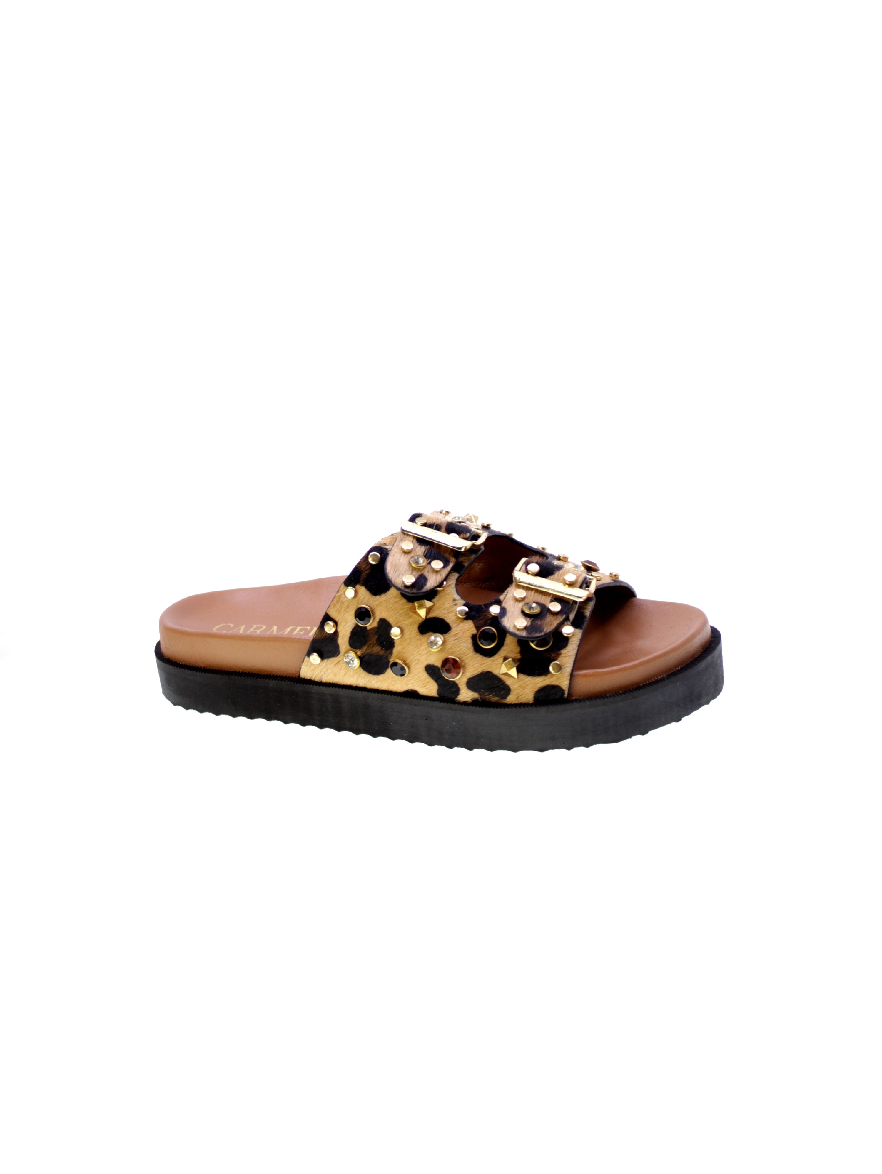 Carmela Sandalo Mules Doppia Fascia Donna Leopardato 162401