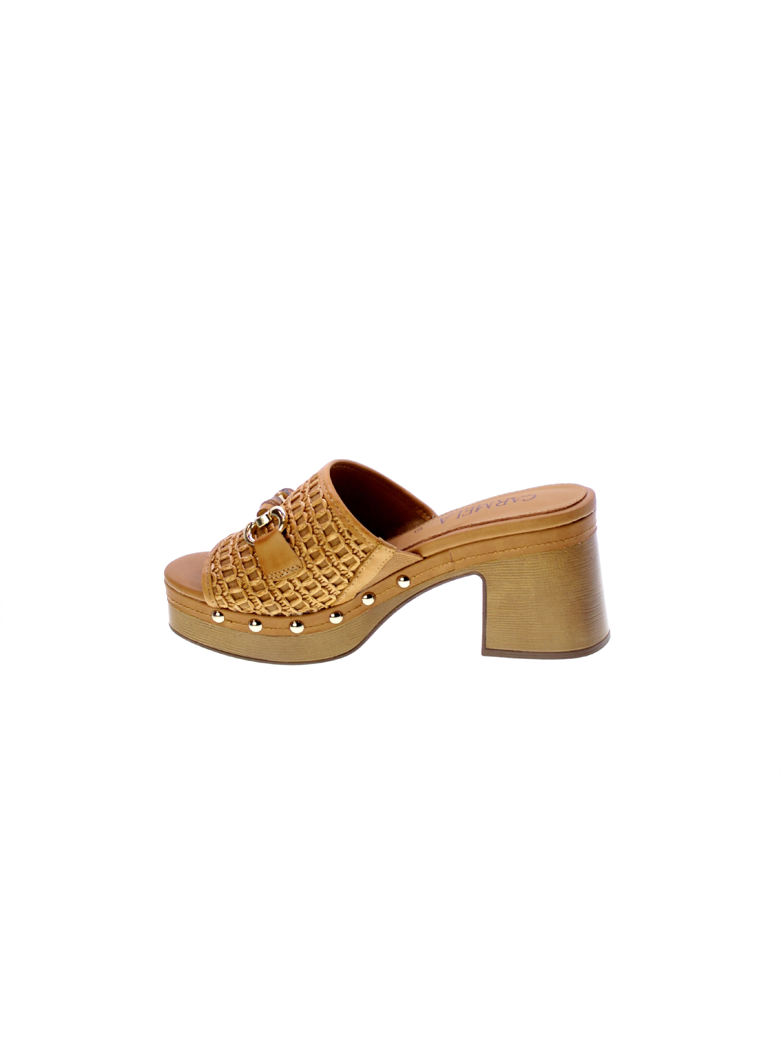 Carmela Sandalo Mules Fascia Mignon Rafia Donna Camel 162334