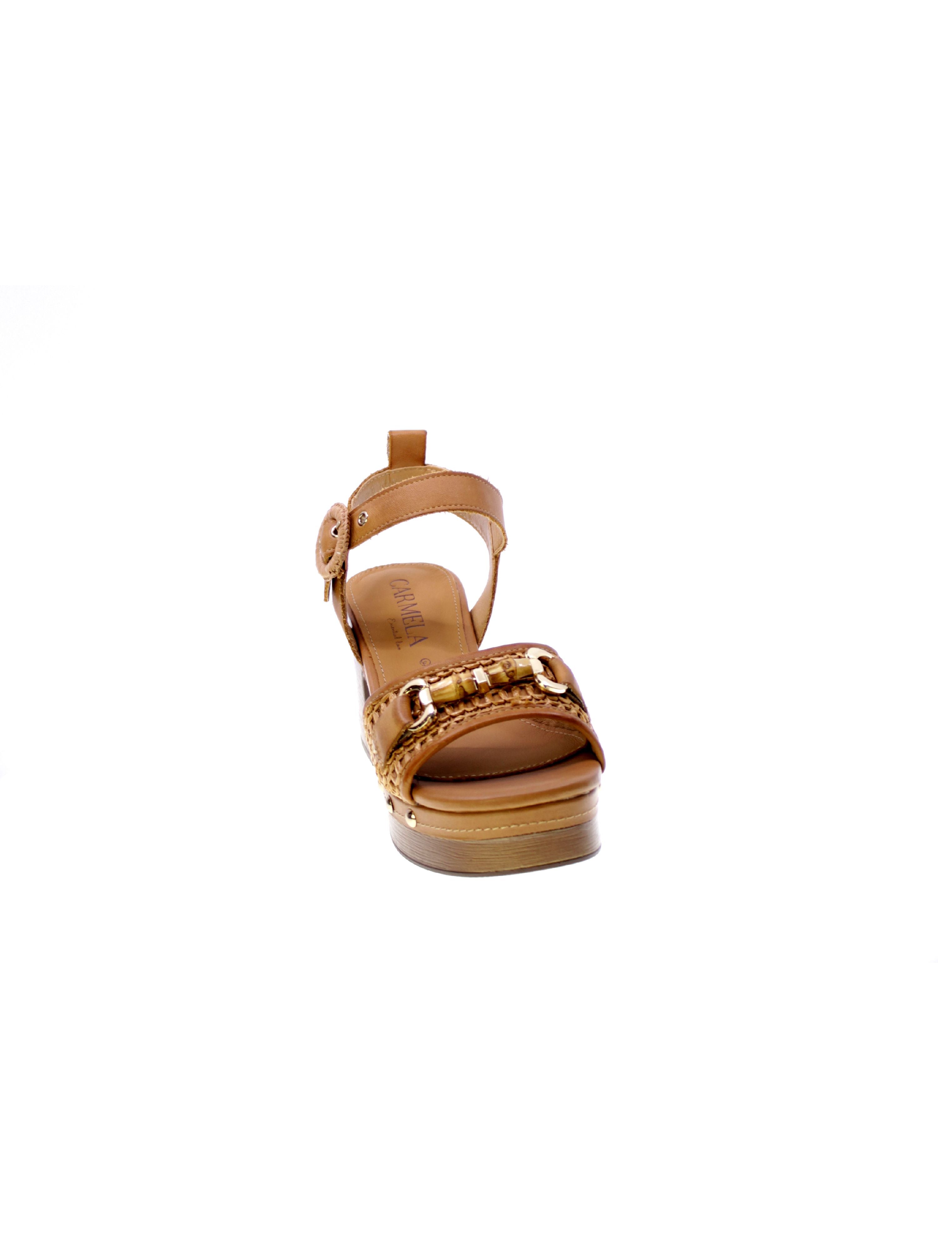 Carmela Sandalo Fascia Rafia Donna Camel 162367