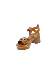 Carmela Sandalo Fascia Rafia Donna Camel 162367