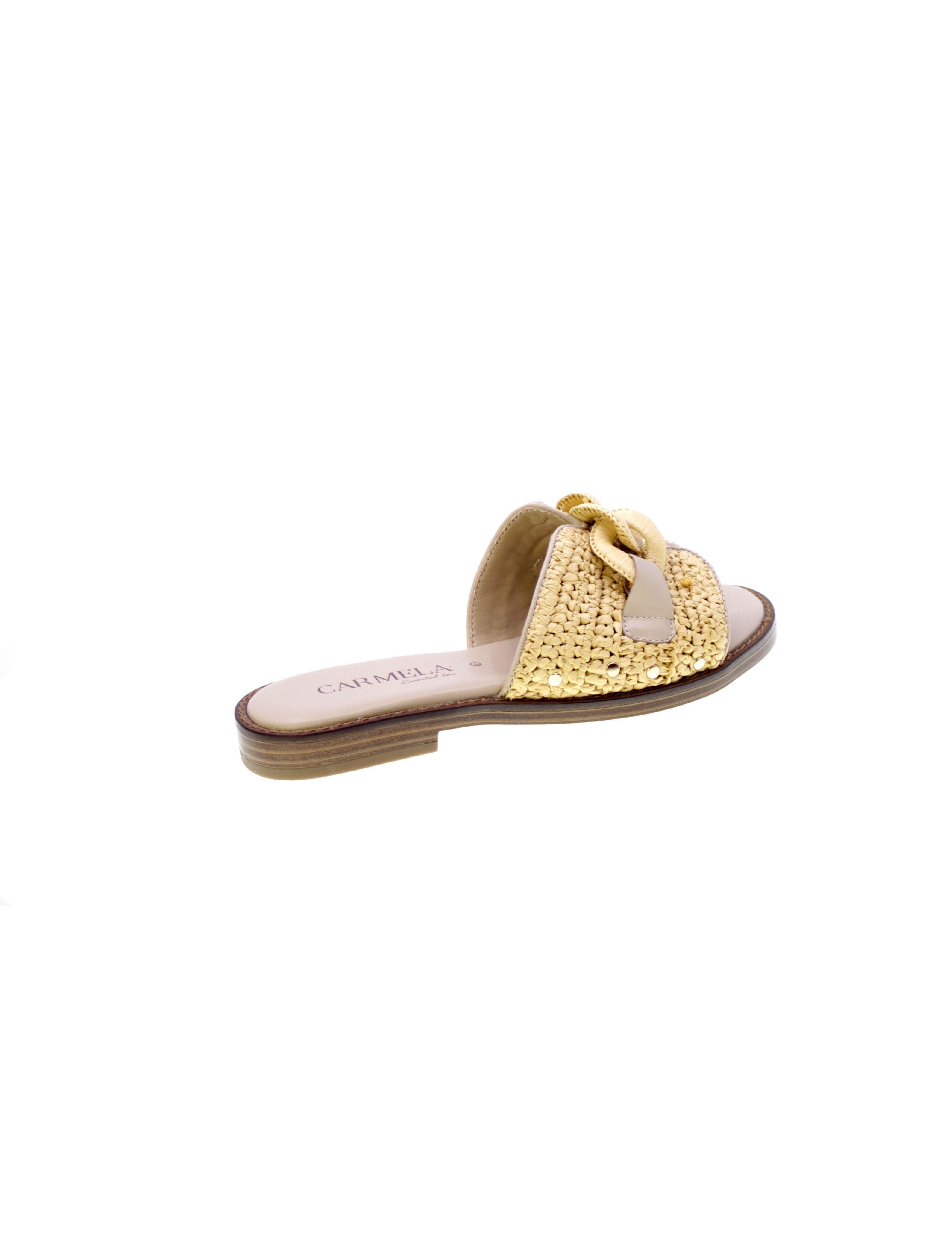 Carmela Sandalo Basso Mules Rafia Donna Beige 162370