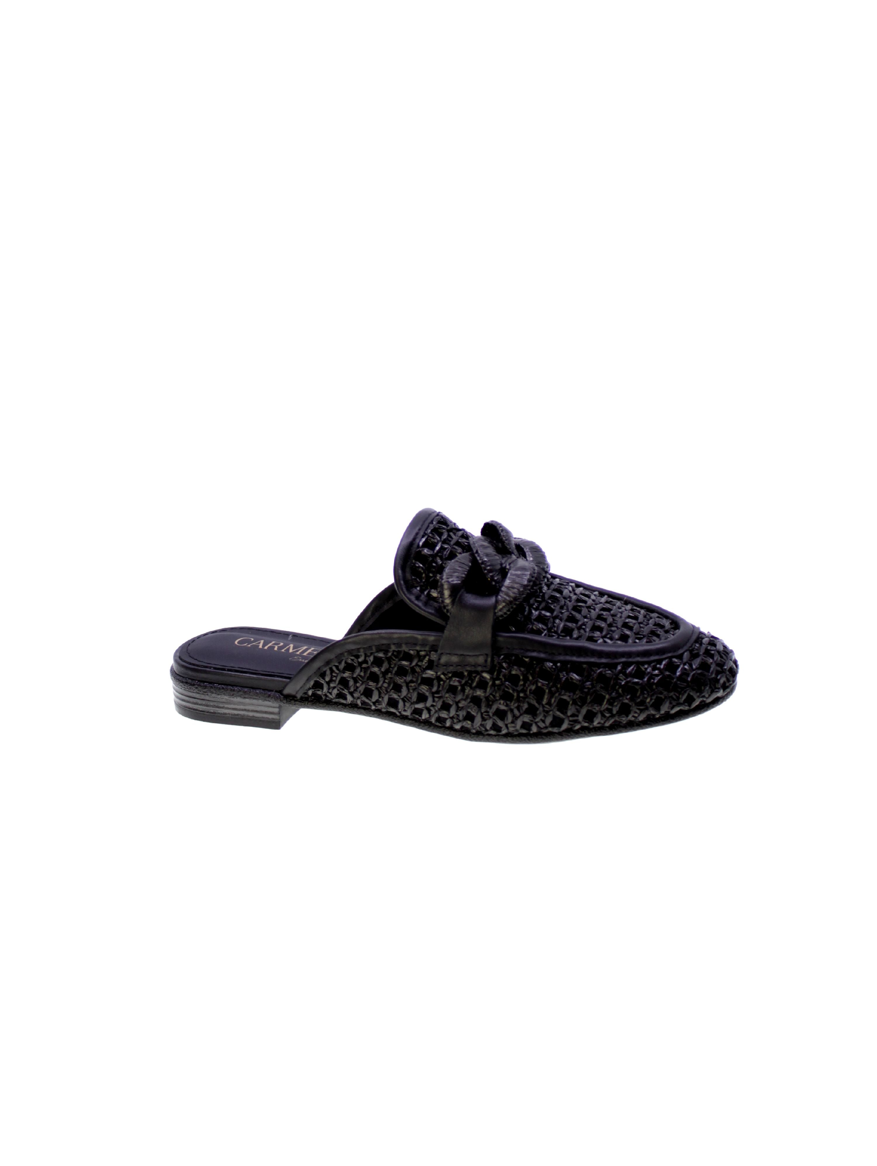 Carmela Sandalo Basso Sabot Rafia Donna Nero 162311