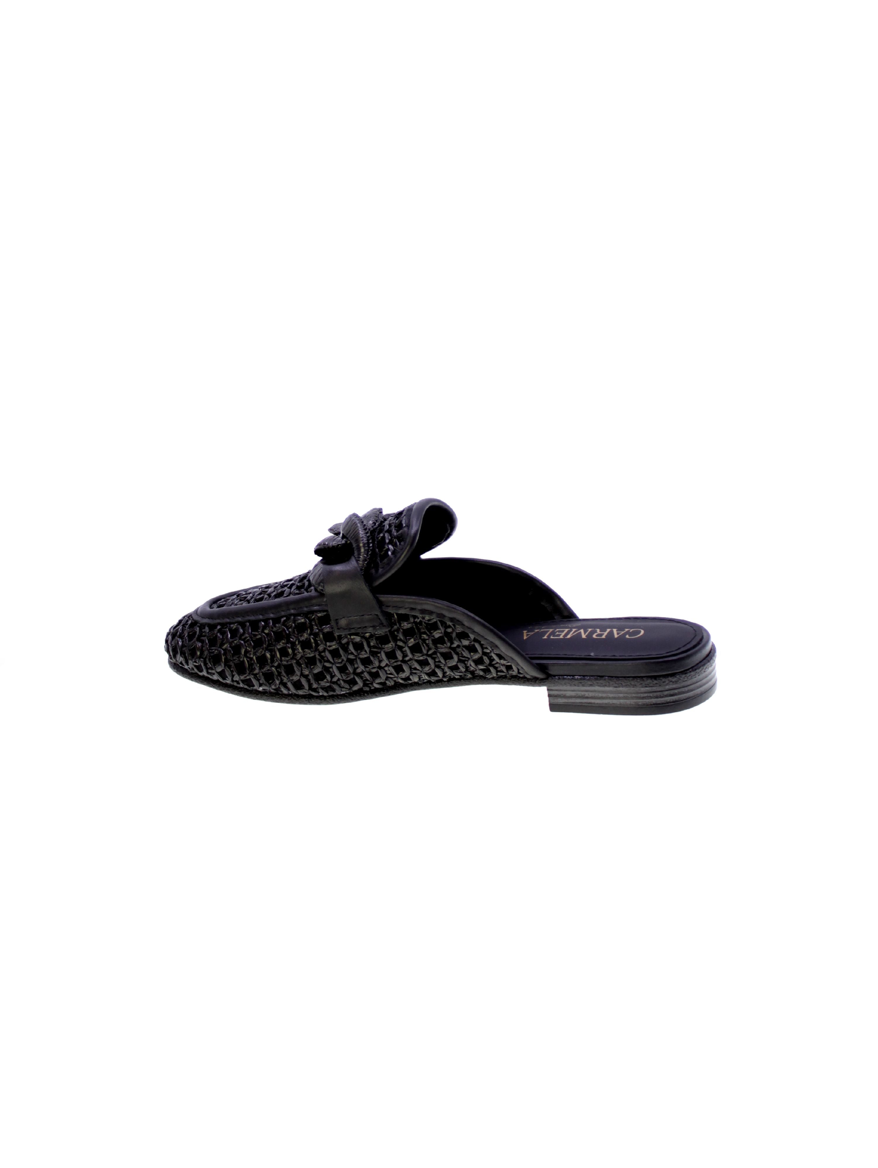 Carmela Sandalo Basso Sabot Rafia Donna Nero 162311