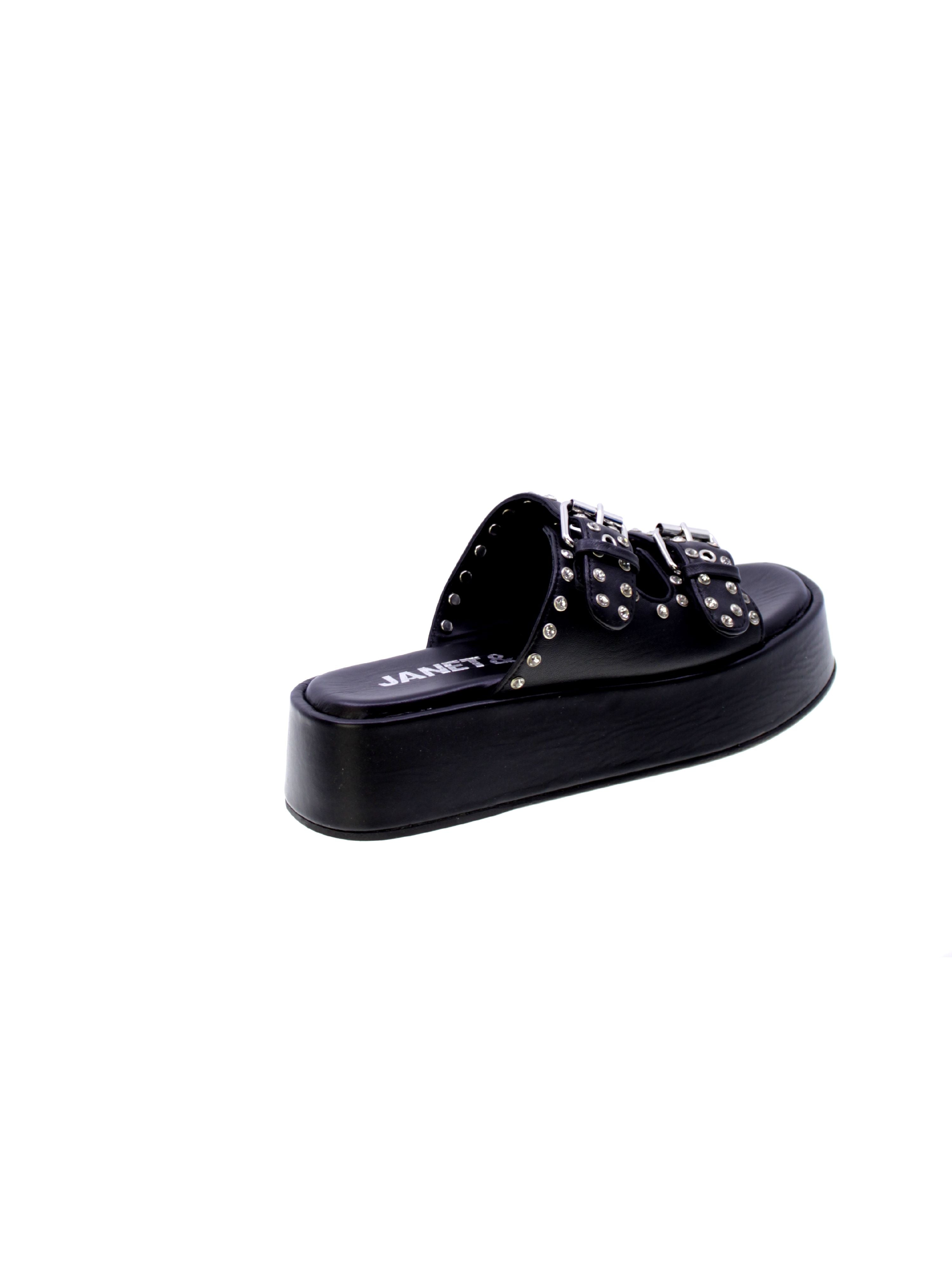 Janet & janet Sandalo Mules Borchie Donna Nero J-122