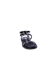 Janet & janet Sandalo Basso Strass Borchie Donna Nero J-142