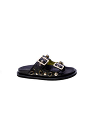 Apepazza Sandalo Mules Borchie Pietre Donna Nero S5fuss04/fiore