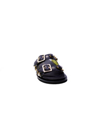 Apepazza Sandalo Mules Borchie Pietre Donna Nero S5fuss04/fiore