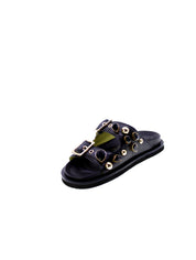 Apepazza Sandalo Mules Borchie Pietre Donna Nero S5fuss04/fiore