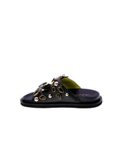 Apepazza Sandalo Mules Borchie Pietre Donna Nero S5fuss04/fiore