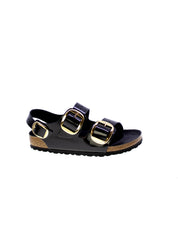 Birkenstock Sandalo Donna Nero Milano big buckle H Shine Black
