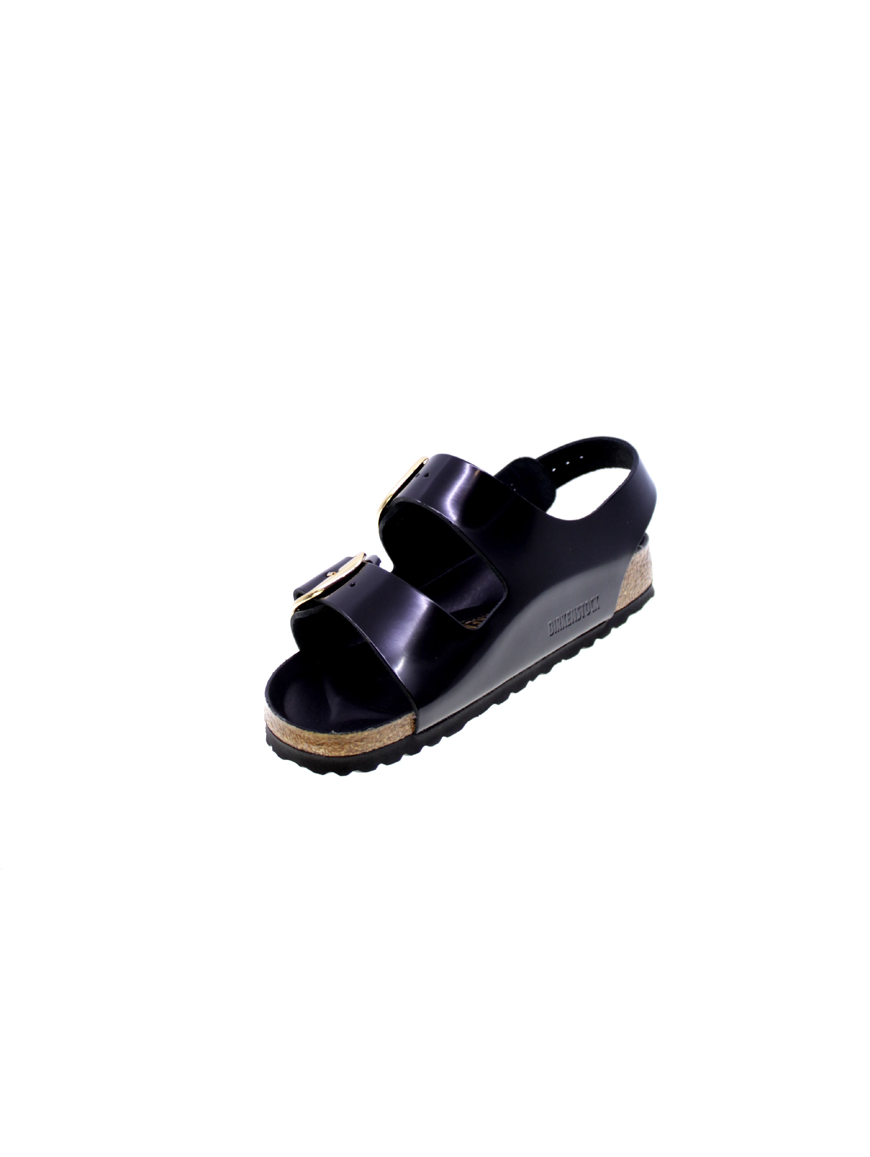 Birkenstock Sandalo Donna Nero Milano big buckle H Shine Black