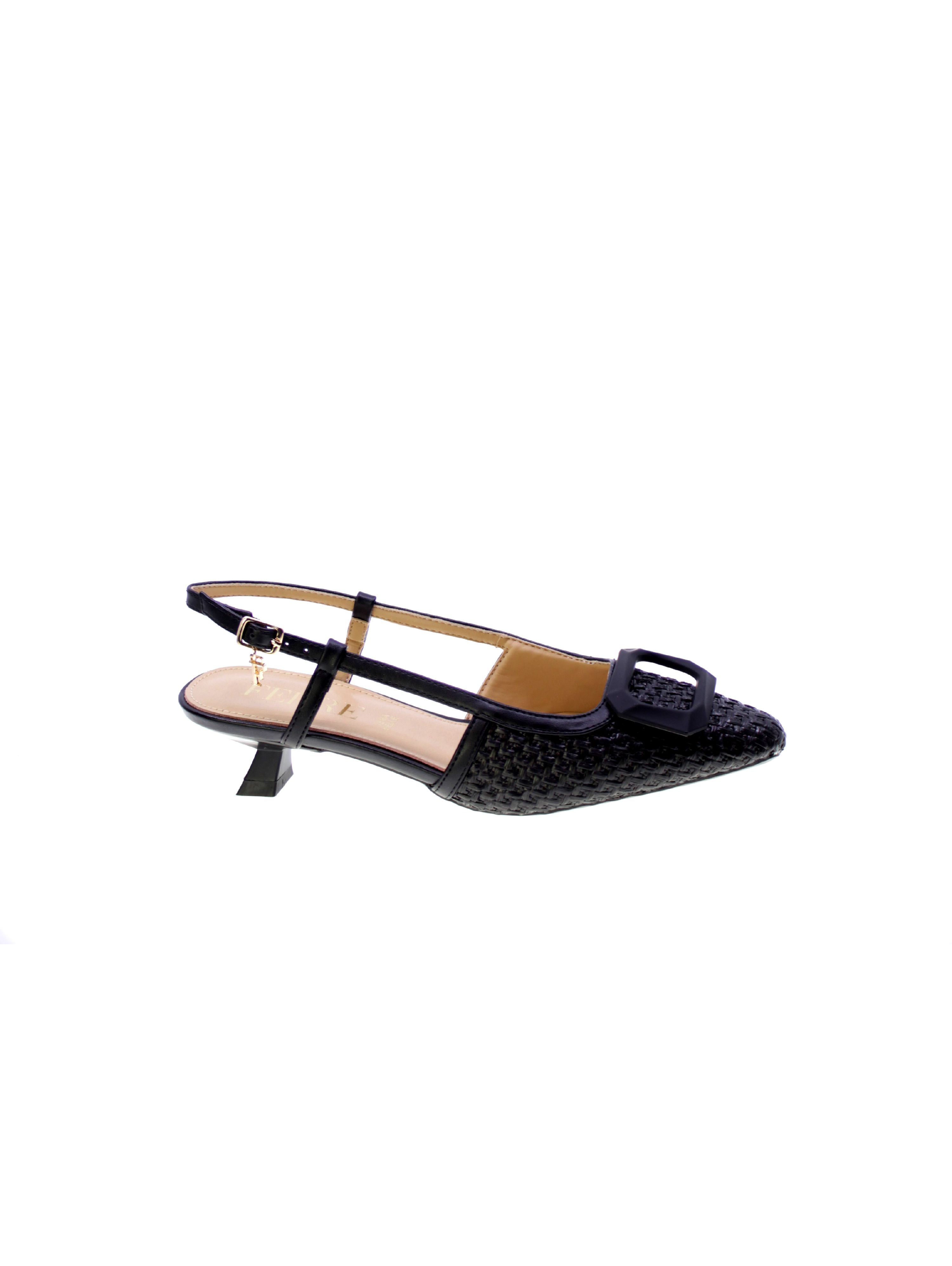 Ferre Decollete Tallone Aperto Rafia Donna Nero F-210