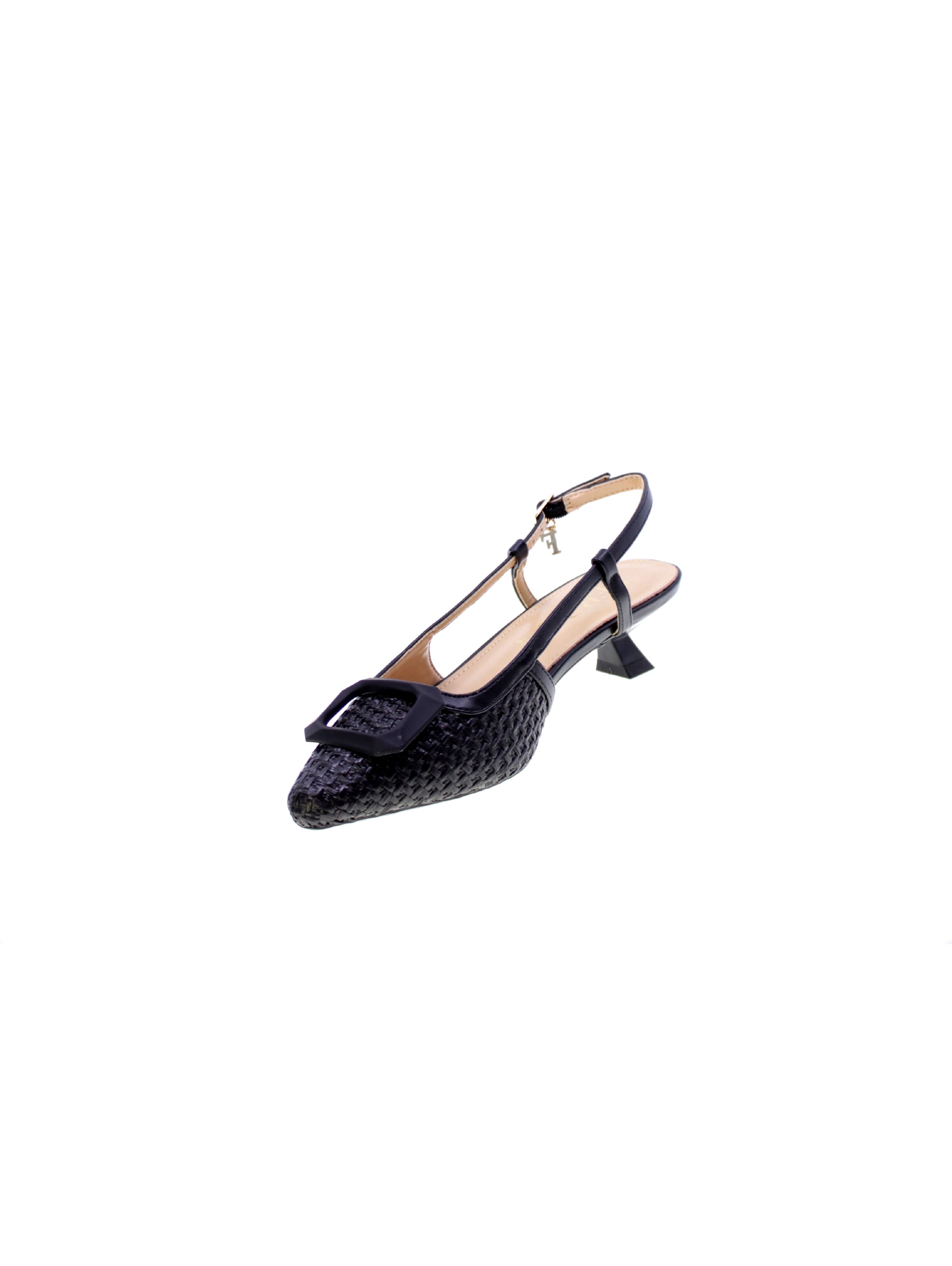 Ferre Decollete Tallone Aperto Rafia Donna Nero F-210
