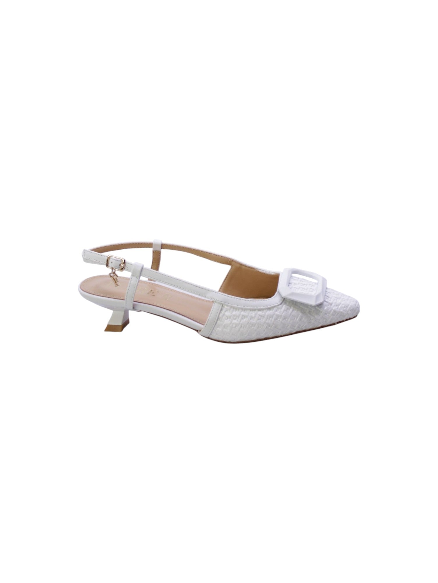 Ferre Decollete Tallone Aperto Rafia Donna Bianco F-210