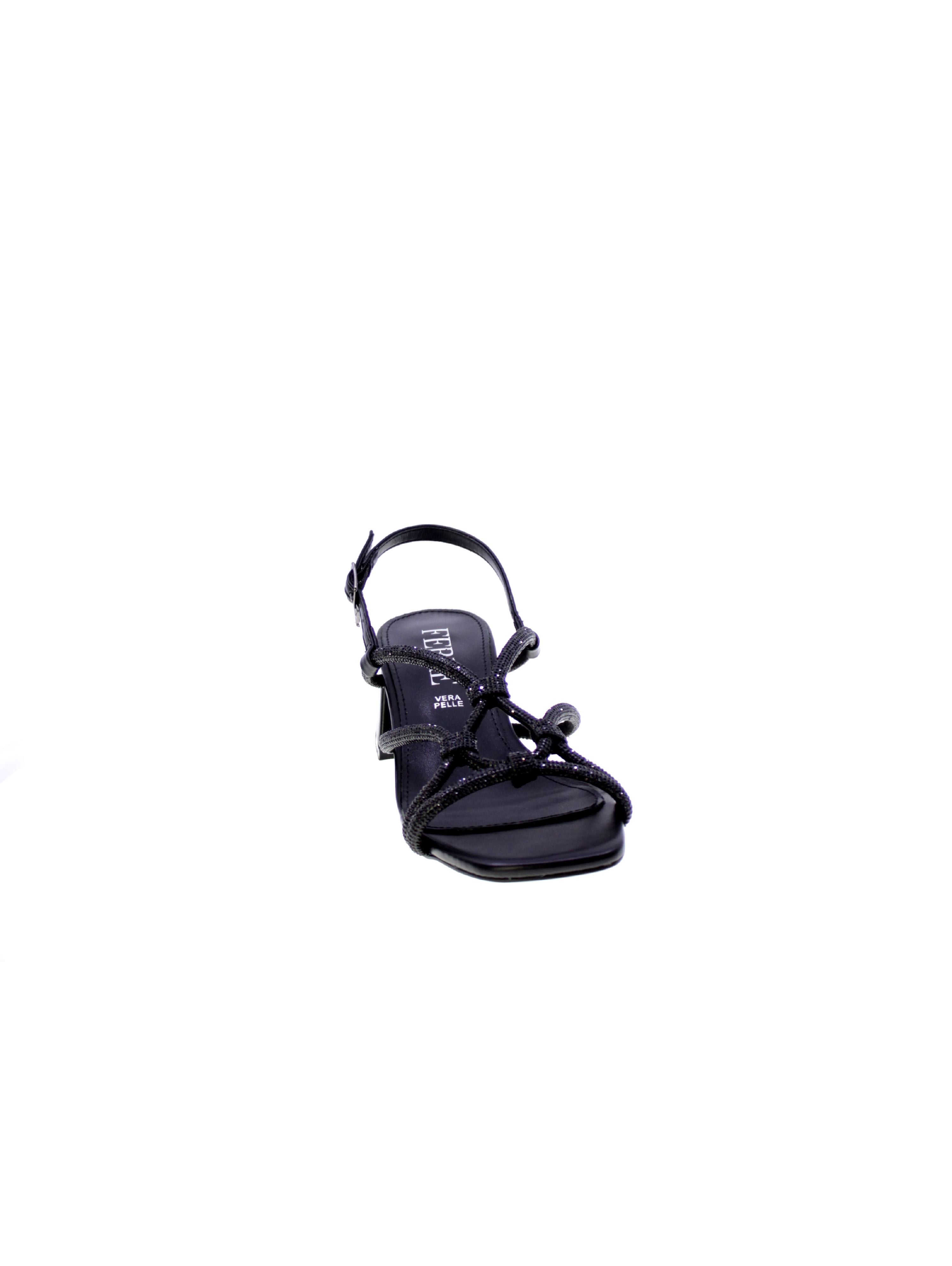 Ferre Sandalo Accollato Strass Donna Nero F-261
