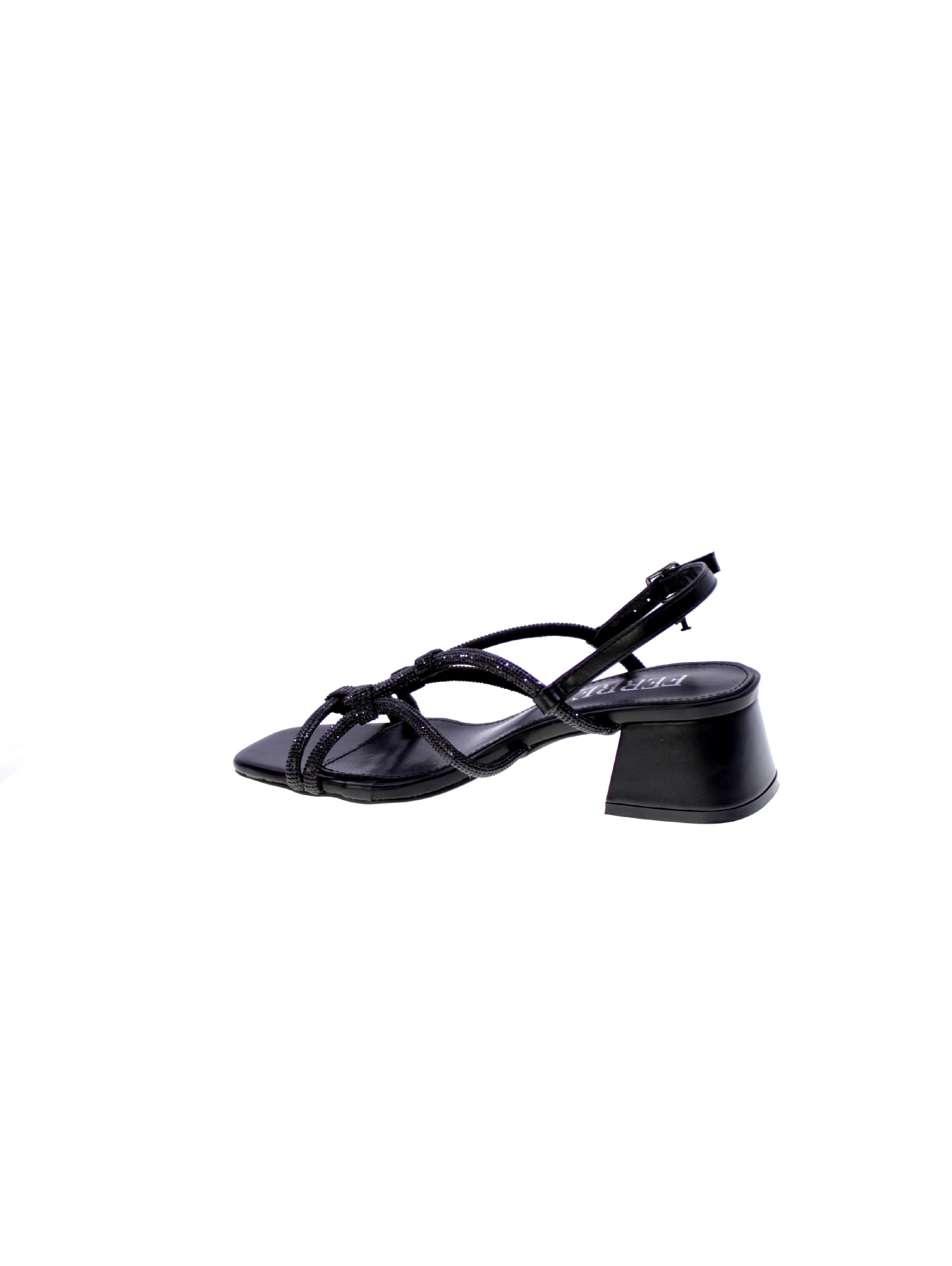 Ferre Sandalo Accollato Strass Donna Nero F-261