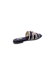 Ferre Sandalo Mules Basso Morsetto Donna Nero F-255