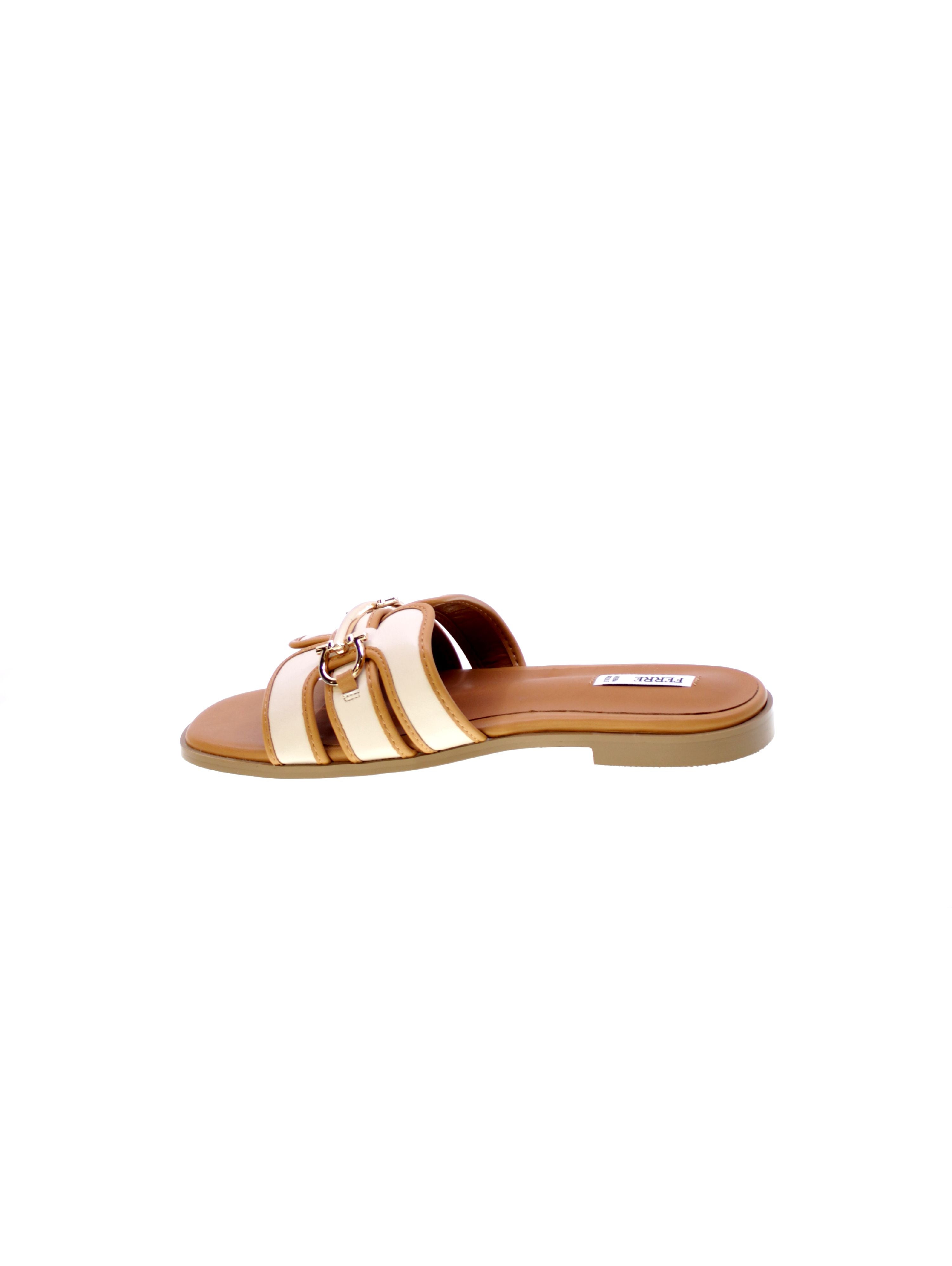 Ferre Sandalo Mules Basso Morsetto Donna Beige F-255
