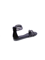 Kharisma Sandalo Basso Strass Donna Nero 9208