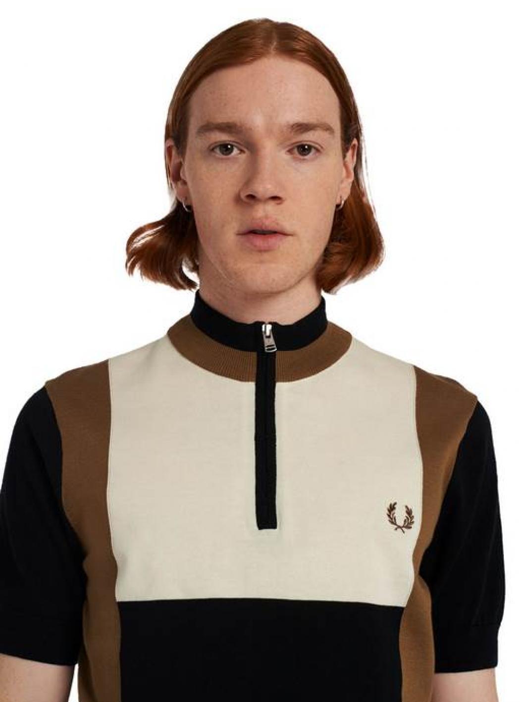 Fred Perry - Collo Alto- Mezza Zip-mezza Manica K4525 Q27