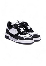 Newlab - Sneakers In Pelle Bianca E Camoscio Nero NL12/K03 WHITE/BLACK