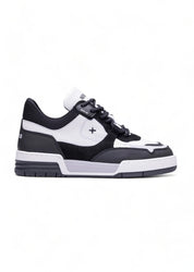 Newlab - Sneakers In Pelle Bianca E Camoscio Nero NL12/K03 WHITE/BLACK