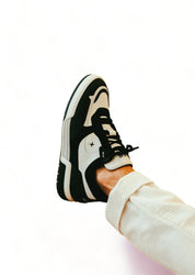 Newlab - Sneakers In Pelle Bianca E Camoscio Nero NL12/K03 WHITE/BLACK