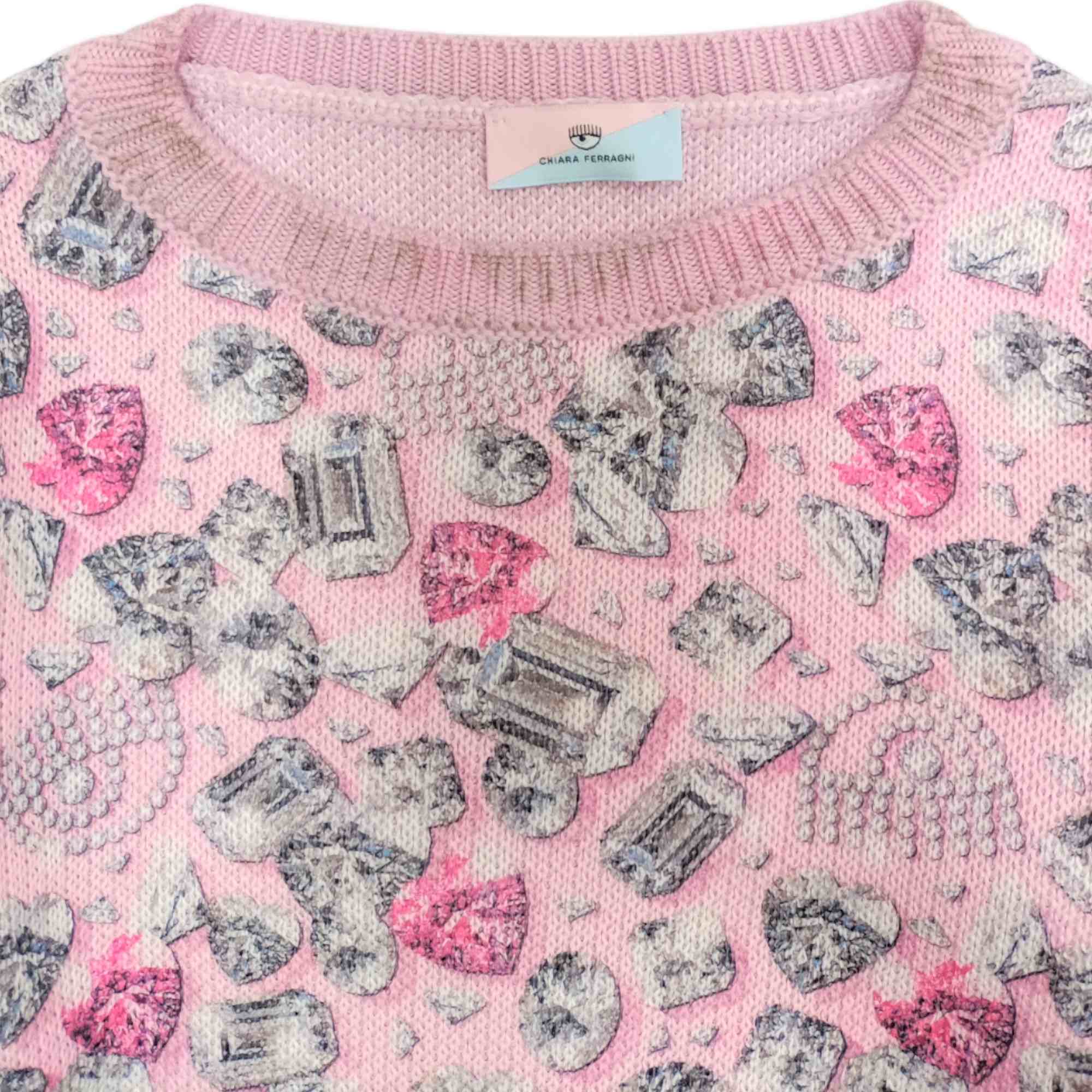 Chiara Ferragni - Maglione Lana 090f A Fantasia Rosa 59B606 2053