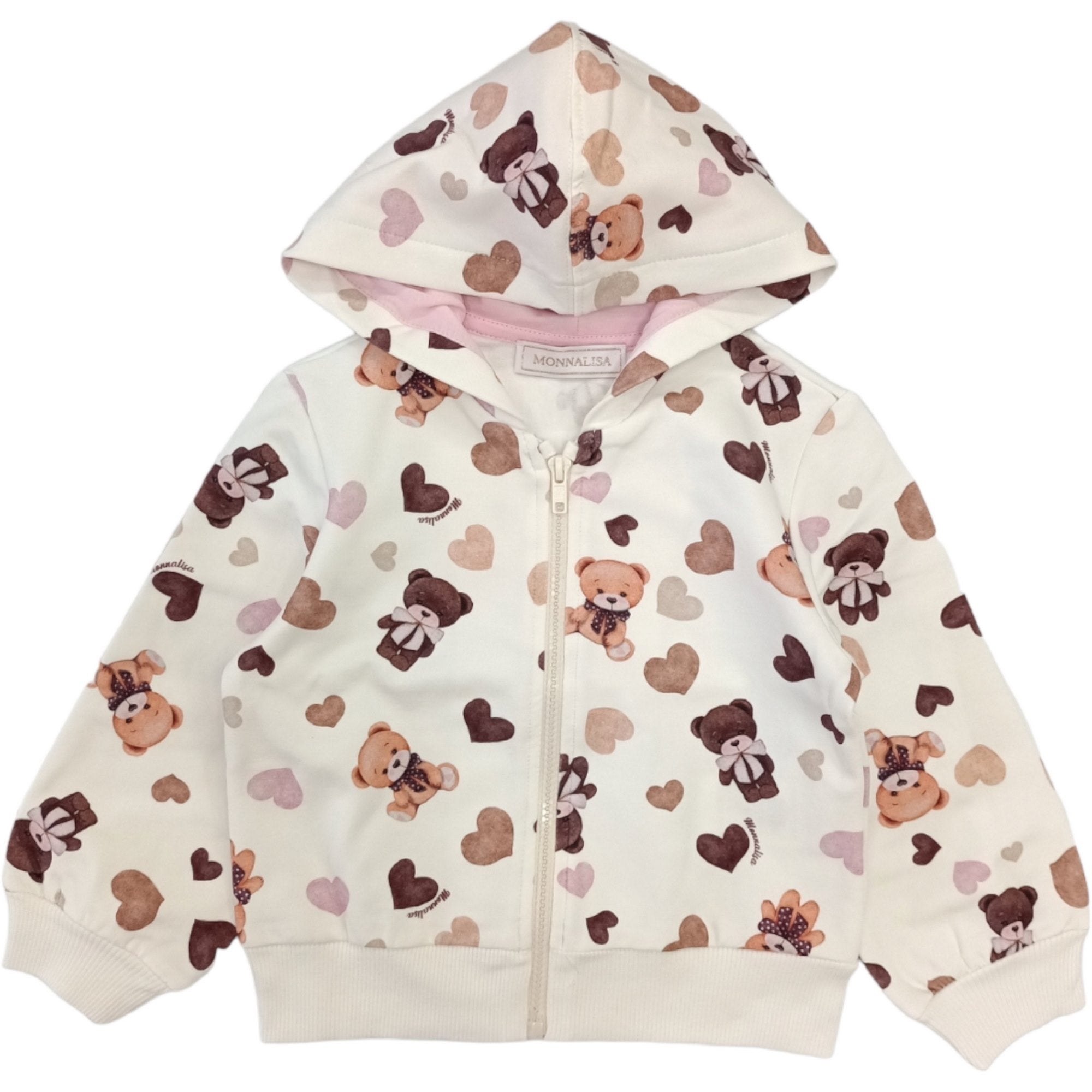 Monnalisa - Felpa Panna 0029 Con Orsetti E Cuori 39B802 2071