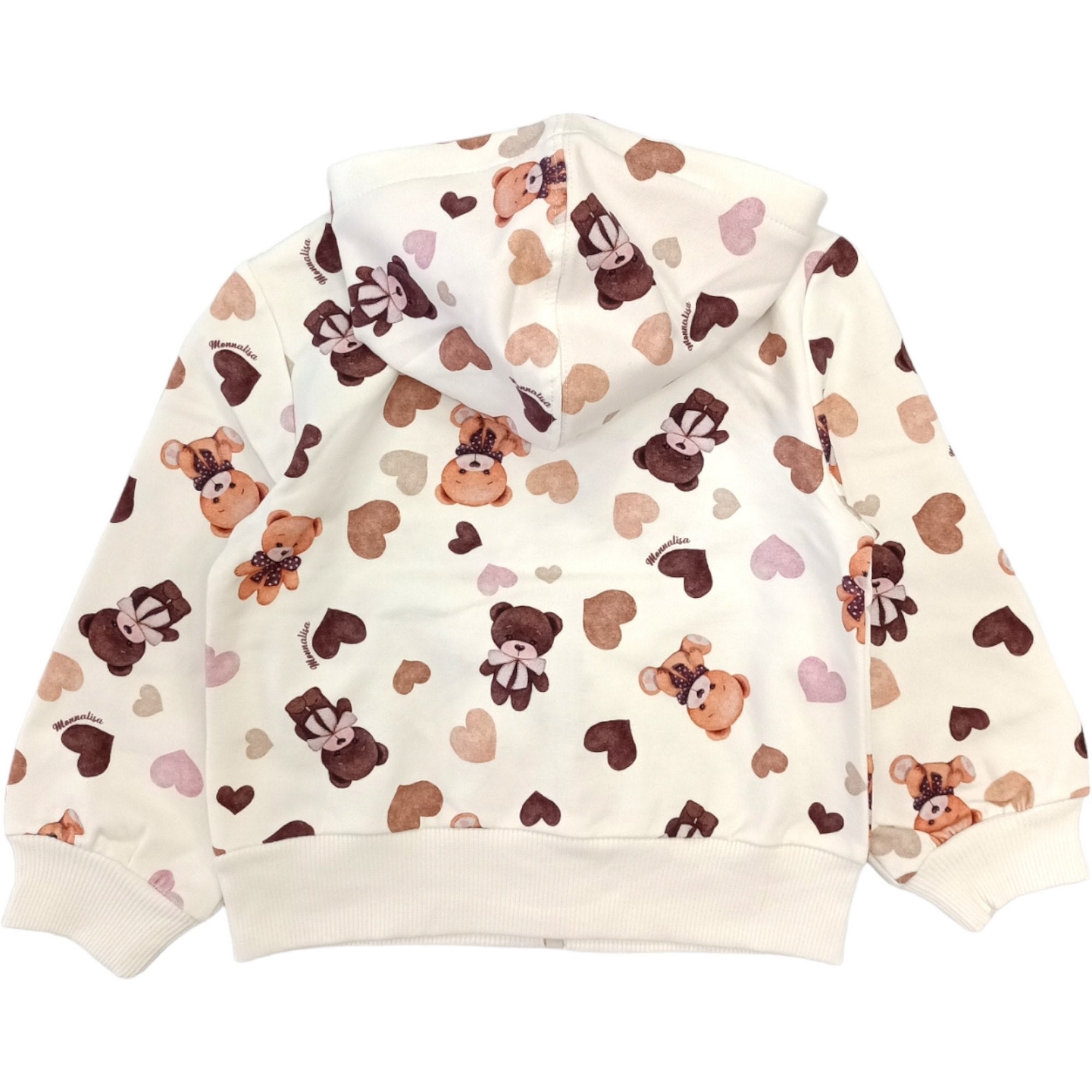 Monnalisa - Felpa Panna 0029 Con Orsetti E Cuori 39B802 2071