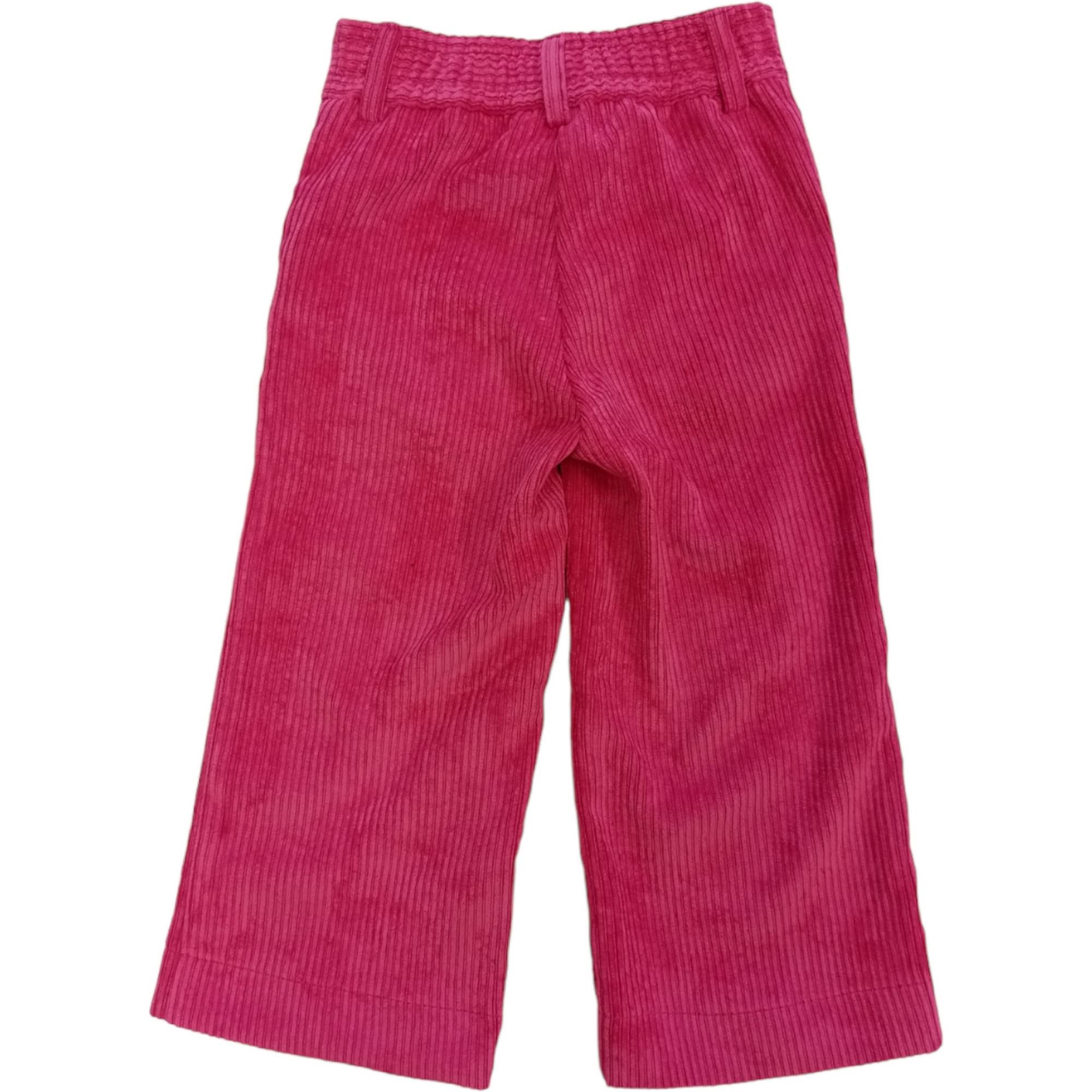 Monnalisa - Pantaloni Fuxia 0098 Velluto Coste Larghe 17B407 2855