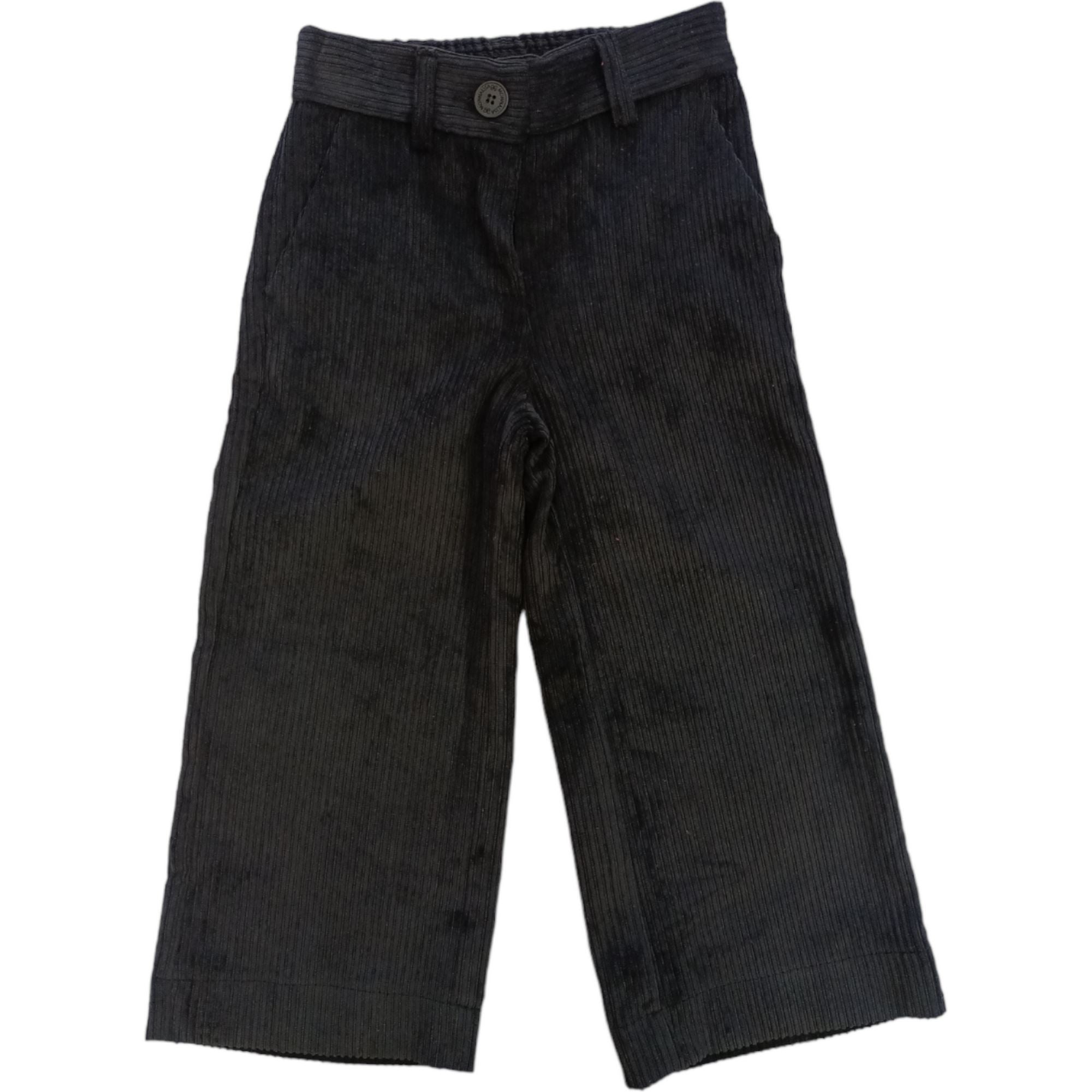 Monnalisa - Pantaloni Nero 0050 Velluto Coste Larghe 17B407 2855