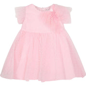 Monnalisa - Abito Rosa 9990 Butterfly Tulle Pois Flock 31C903 3902