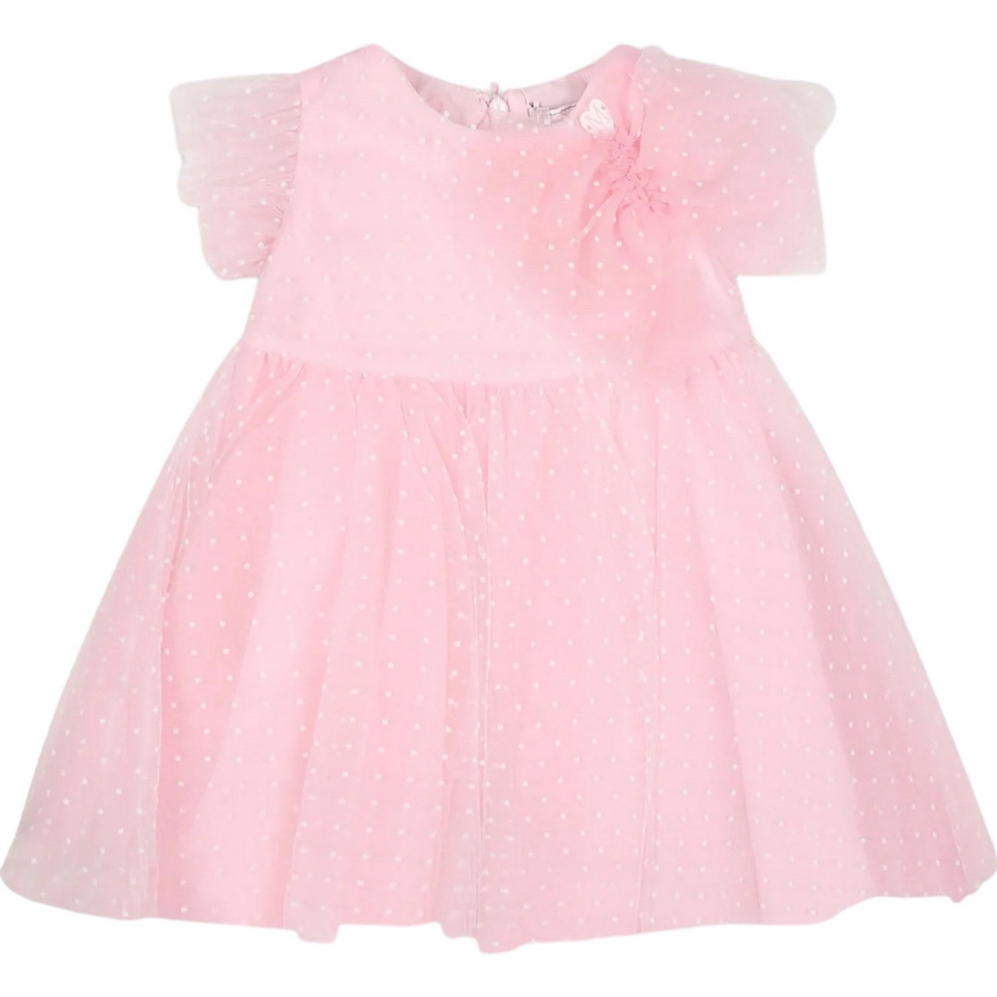 Monnalisa - Abito Rosa 9990 Butterfly Tulle Pois Flock 31C903 3902