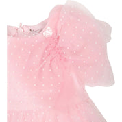 Monnalisa - Abito Rosa 9990 Butterfly Tulle Pois Flock 31C903 3902