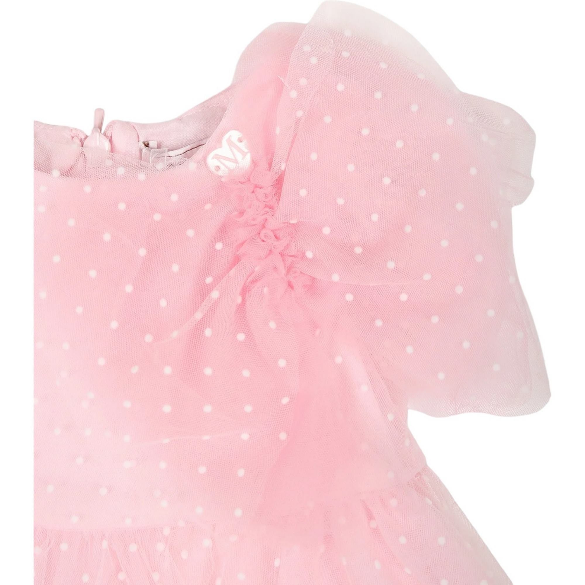 Monnalisa - Abito Rosa 9990 Butterfly Tulle Pois Flock 31C903 3902