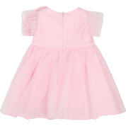 Monnalisa - Abito Rosa 9990 Butterfly Tulle Pois Flock 31C903 3902
