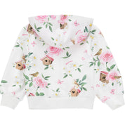 Monnalisa - Felpa Aperta Bianca/rosa Fiori 9984 39C801 3009