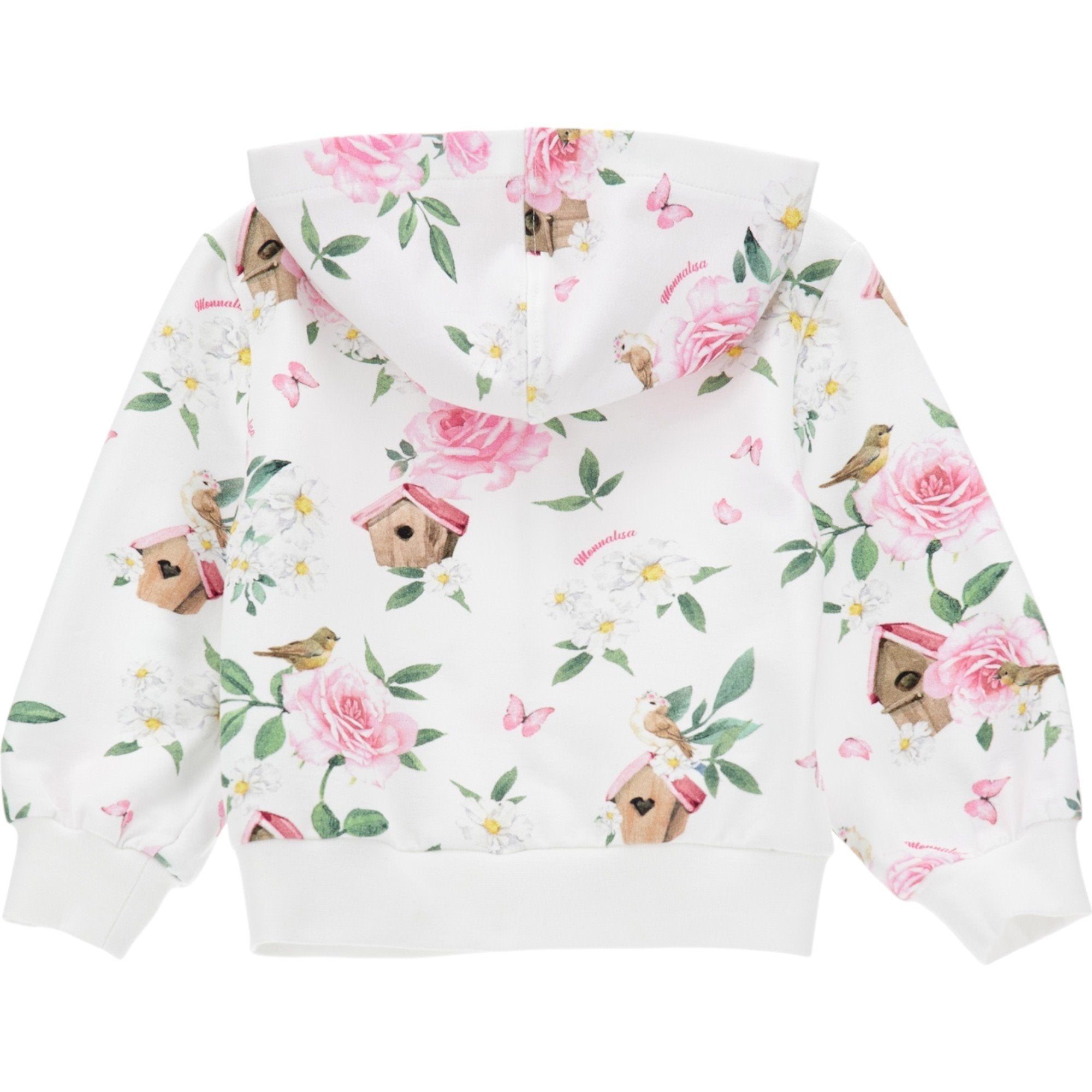 Monnalisa - Felpa Aperta Bianca/rosa Fiori 9984 39C801 3009