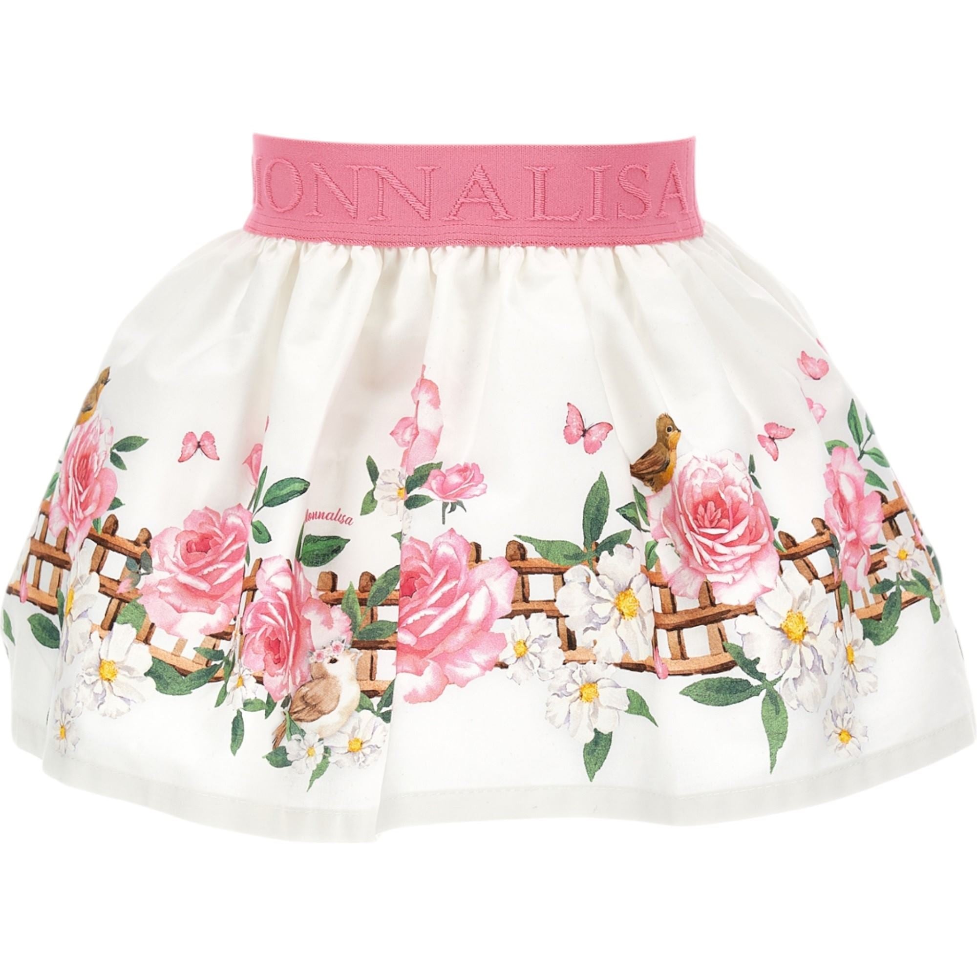 Monnalisa - Gonna Romantic Bianca/rosa Fiori 31C700 3652