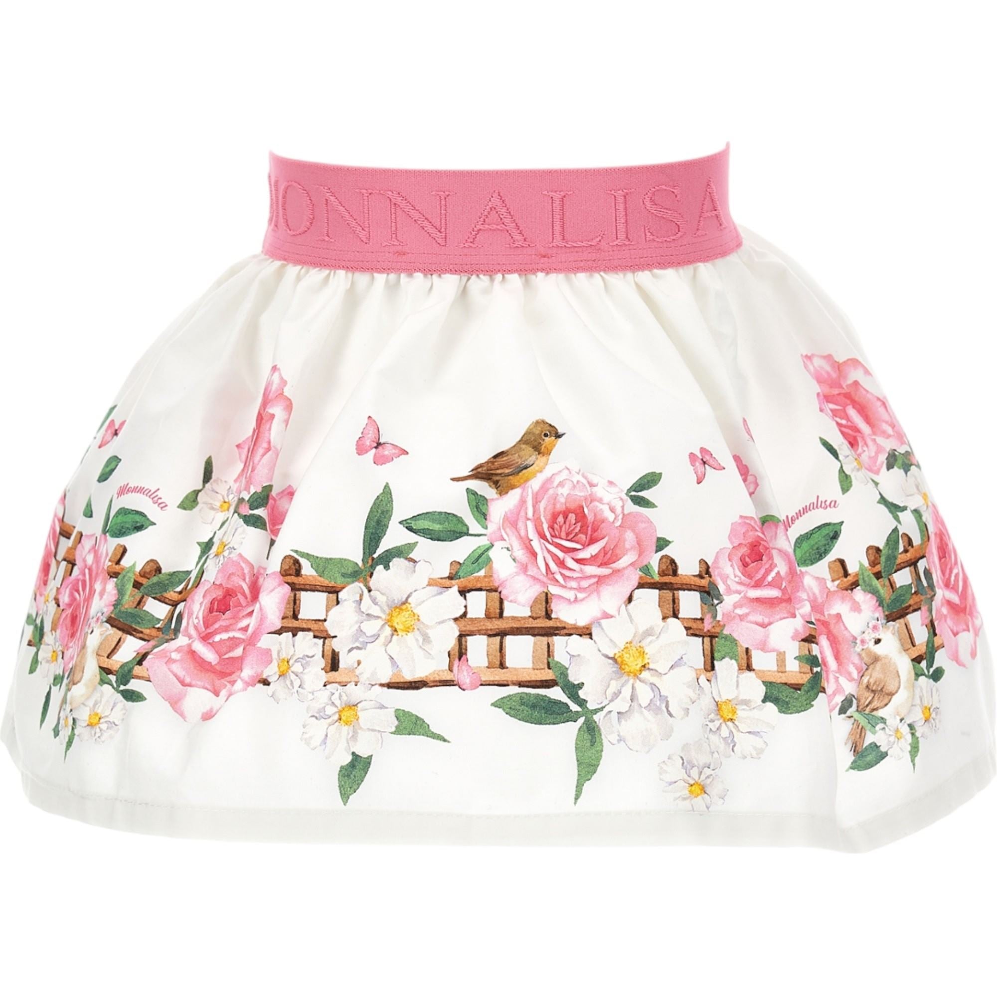 Monnalisa - Gonna Romantic Bianca/rosa Fiori 31C700 3652