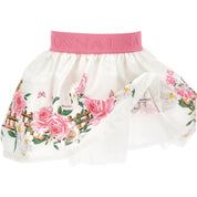 Monnalisa - Gonna Romantic Bianca/rosa Fiori 31C700 3652