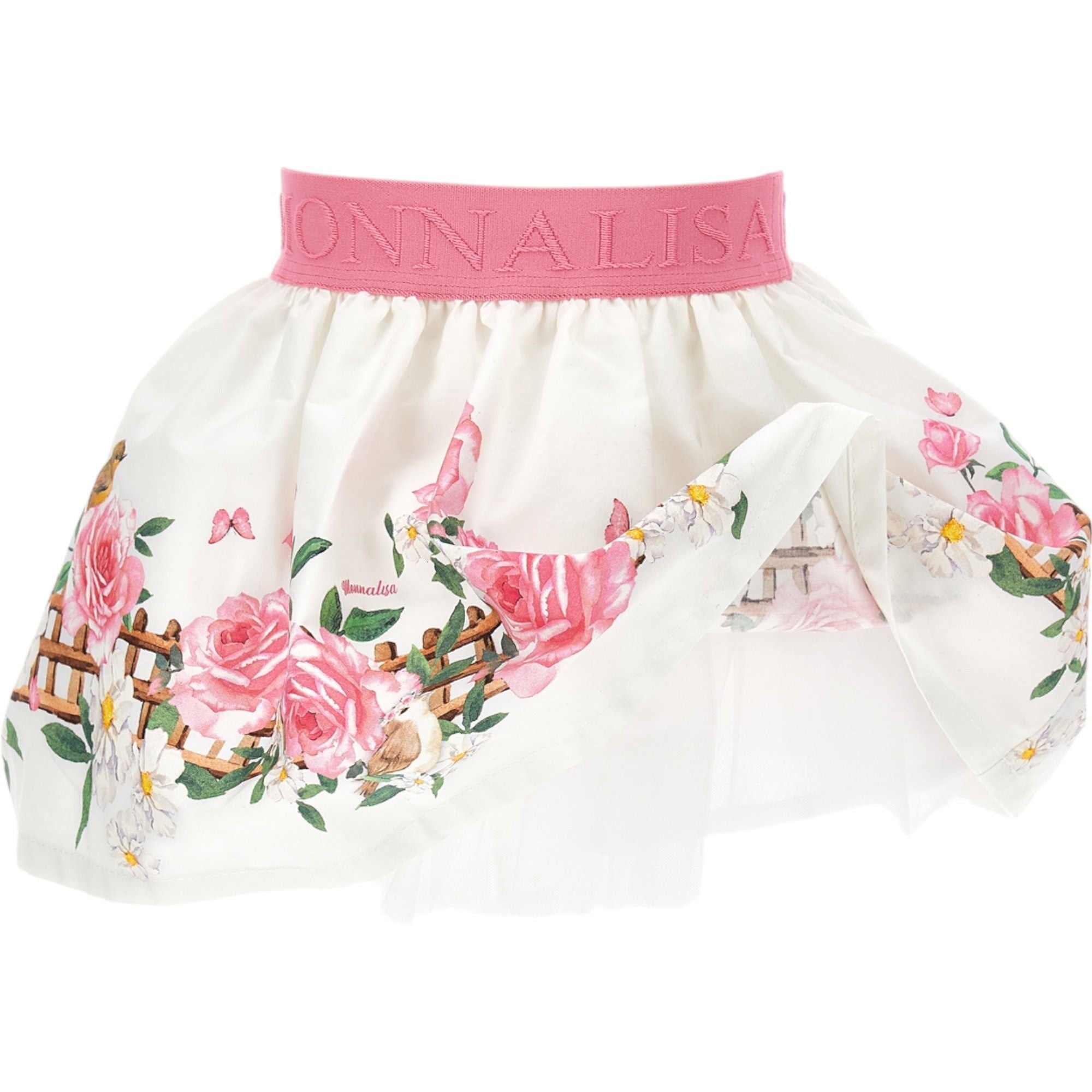 Monnalisa - Gonna Romantic Bianca/rosa Fiori 31C700 3652