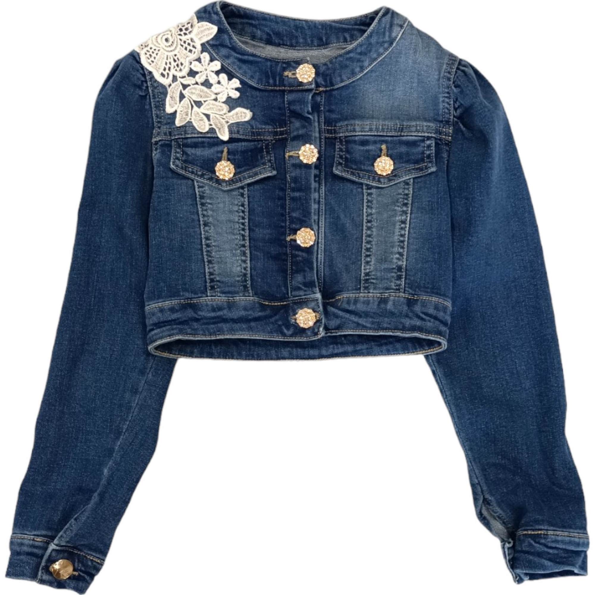 Naida - Giubbino Denim C/ricami E Bottoni Gioiello NAGB185