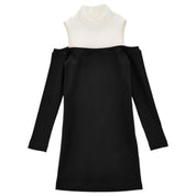 Monnalisa - Abito 5001 Nero/panna A Costine 41D901 4213