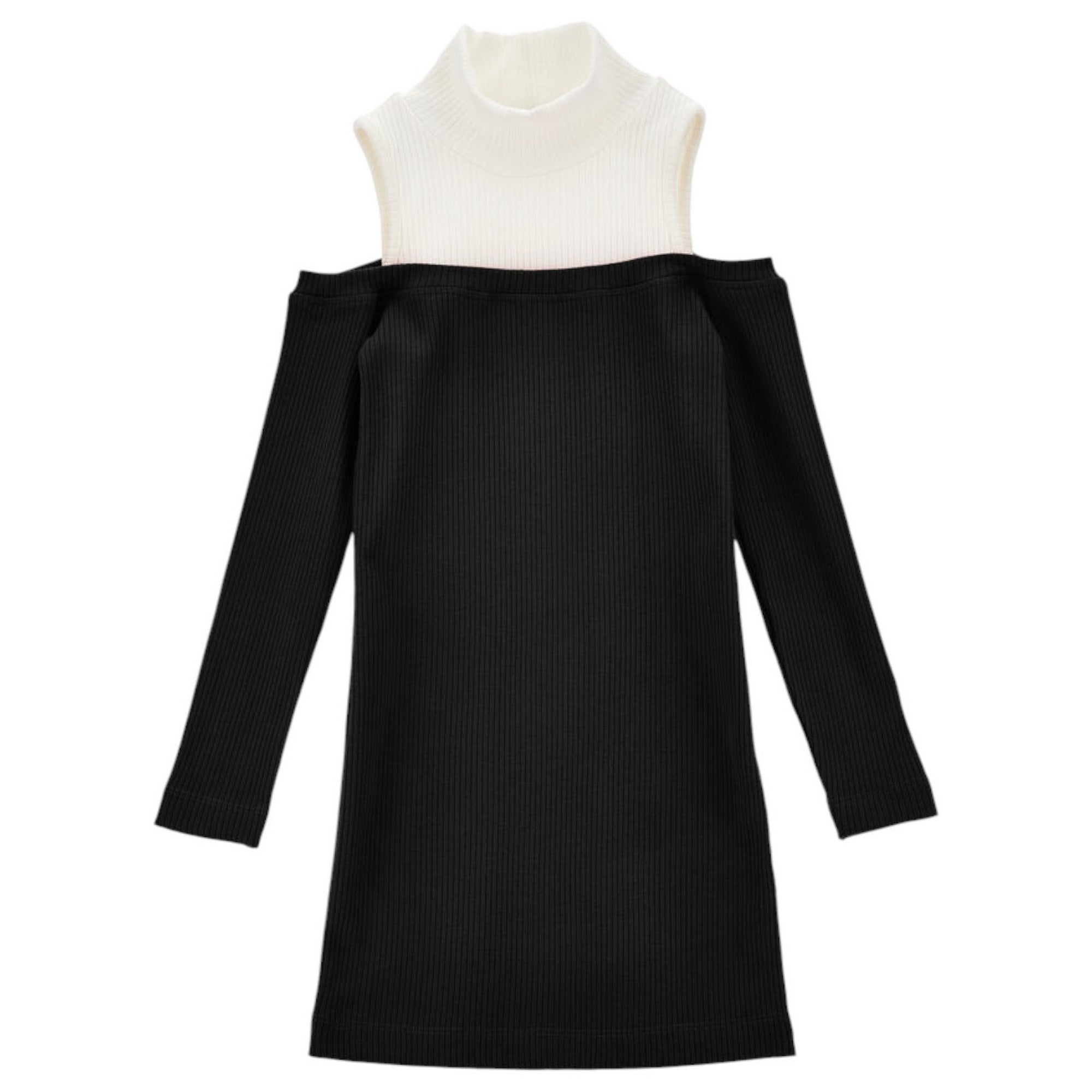 Monnalisa - Abito 5001 Nero/panna A Costine 41D901 4213