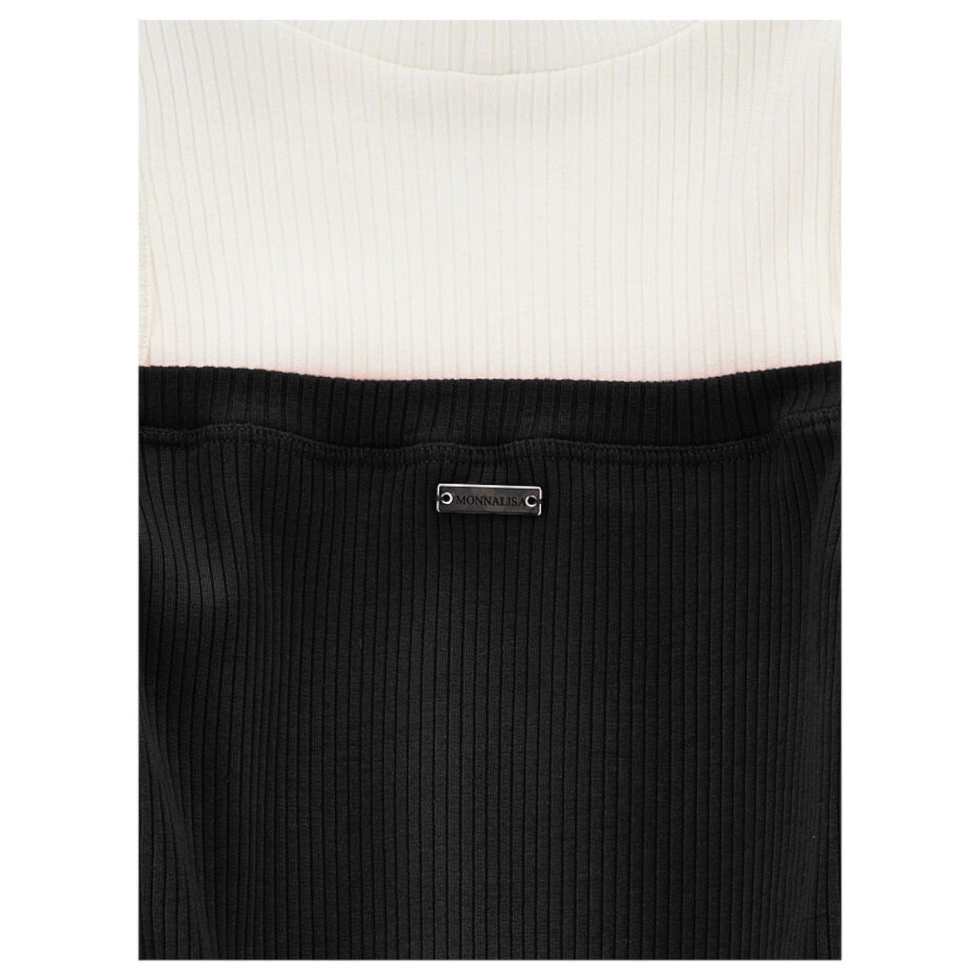 Monnalisa - Abito 5001 Nero/panna A Costine 41D901 4213